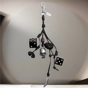 Coach Cluster Dice Skull Bag Charm- Black/Silver